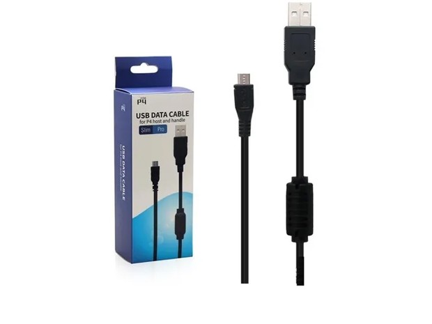 &ua CABLE CARGADOR JOYSTICK PS4 CON FILTRO + CAJA 1.8 MTS HYS-P4S018